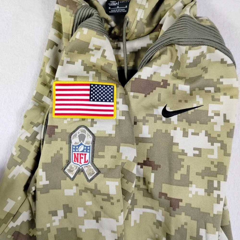 New England Patriots Hoodie Mens Medium Camo NFL Football Nike Dri-FIT‎ On Field